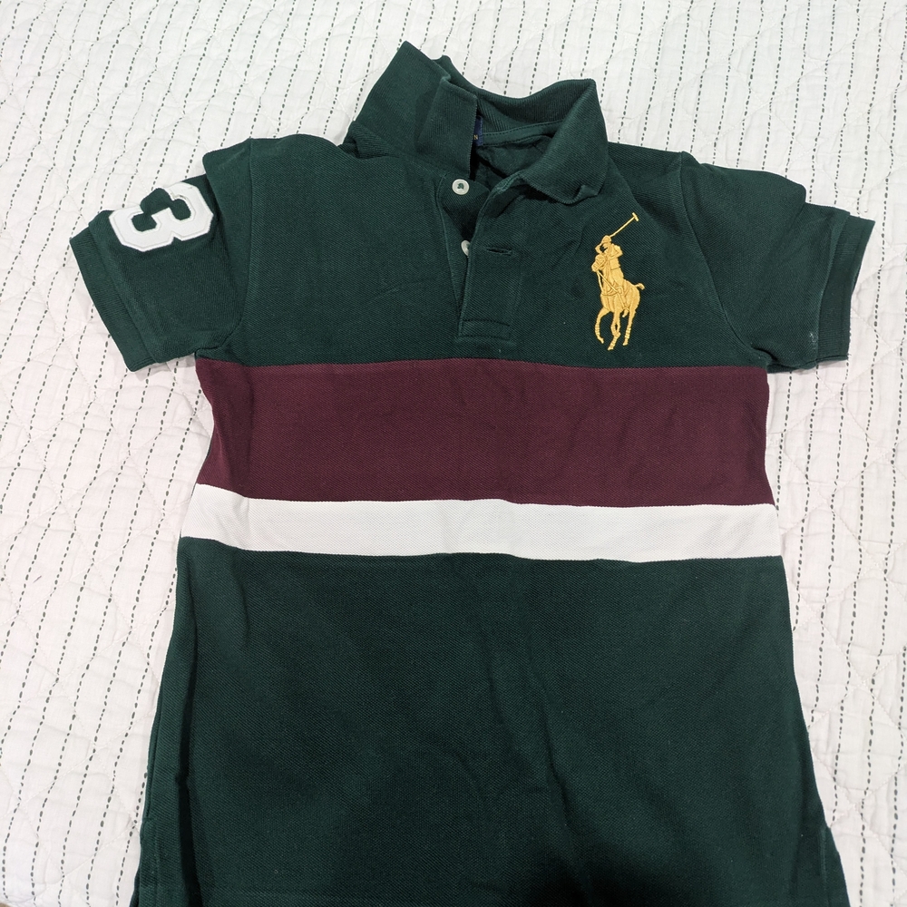 Polo by Ralph Lauren Kids Polo Shirt in Green and Maroon
